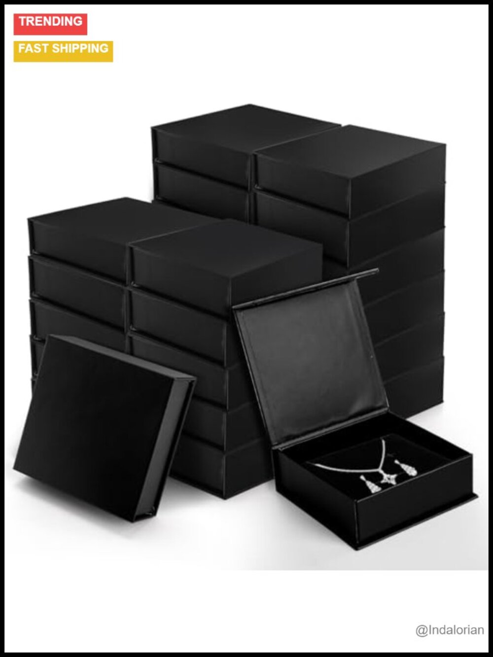 24 Pack Cardboard Jewelry Boxes Magnetic Lid Sponge Cushion Storage